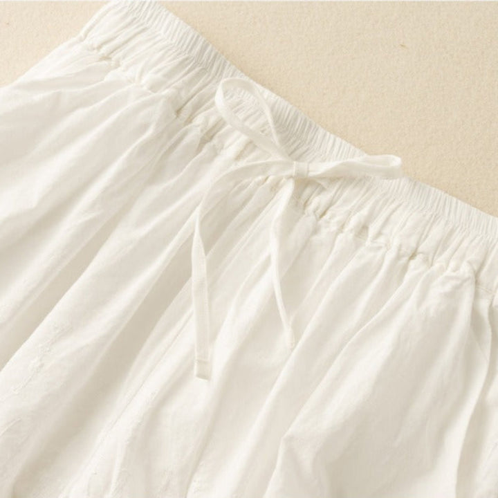 Black Nova embroidered women's casual shorts. Versatile drawstring shorts for everyday summer wear.