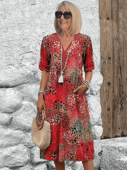 Comfortable women's flowy summer maxi dress, ideal for elegant beach wear or vacation outfits.