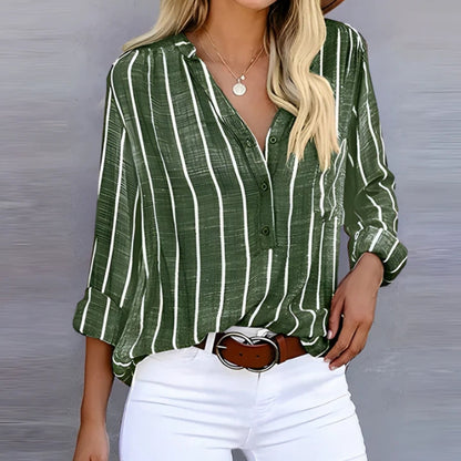 Women's Olanta striped blouse featuring a light, flowing fabric. A comfortable and versatile top for casual wear.