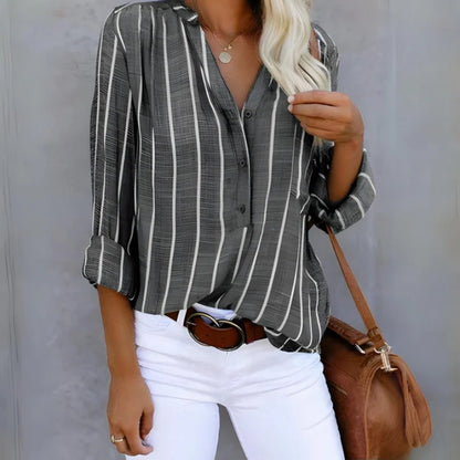 Olanta women's striped blouse, a light and flowing top offering comfort and relaxed style for daily wear.
