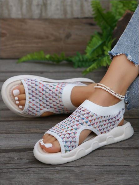 Women's comfortable walking sandals, open toe platform with lightweight slip-on design.