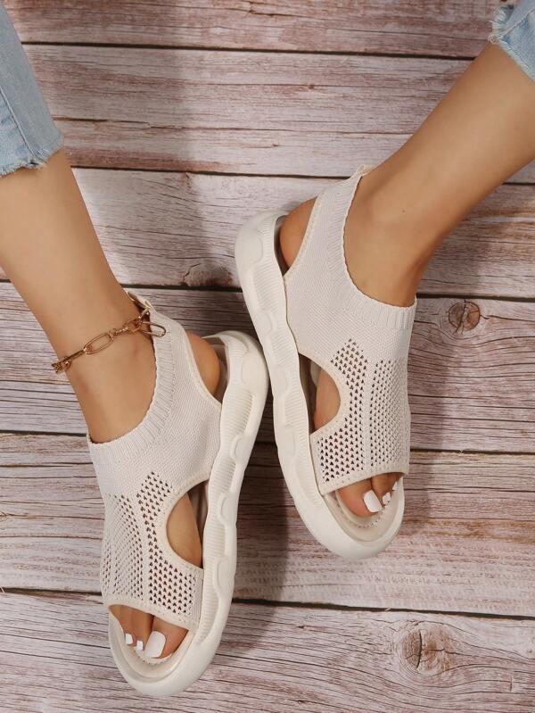 Women's modern open toe platform sandals, lightweight & comfortable for casual summer outfits.