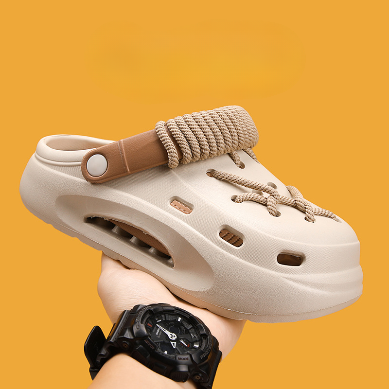 Cream Orange Orbit Laced Clogs, comfortable slip-on shoes for women, lightweight & stylish.