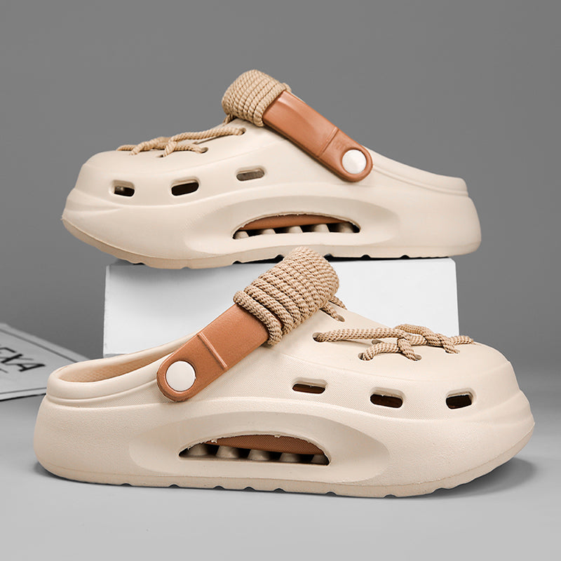 Ash Gray Orbit Laced Clogs for women, breathable and lightweight with cushioned footbed.