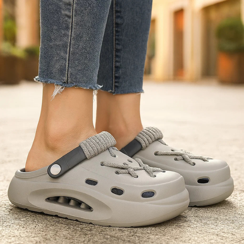 Polar White Women's Orbit Laced Clogs, perfect comfortable slip-on water shoes.