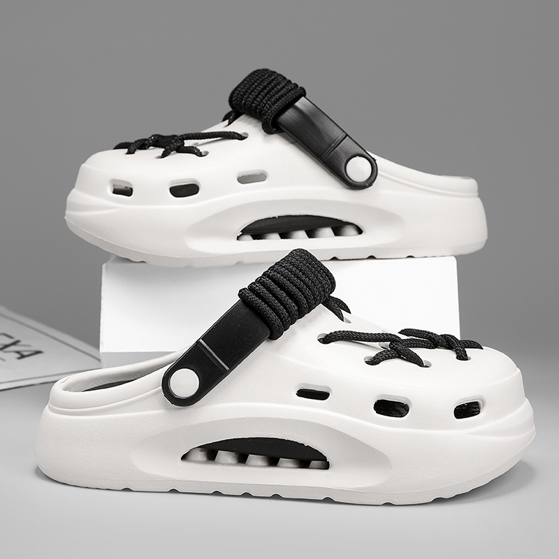 Close-up of Women's Orbit Laced Clogs in Oatmeal, highlighting the stylish laces & texture.