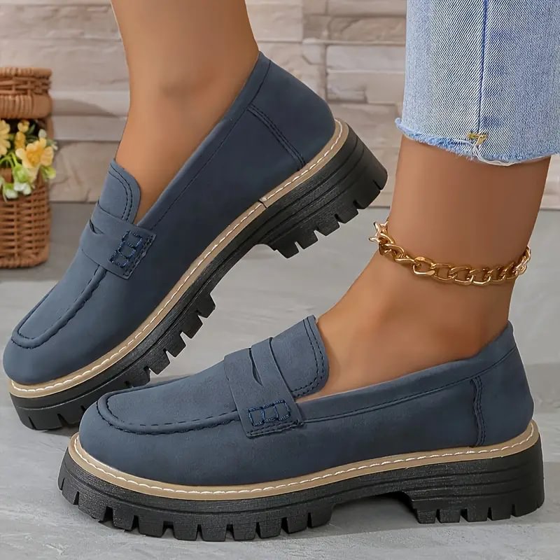 Side view of women's grey orthopaedic wide toe box loafers, perfect for all-day comfort.