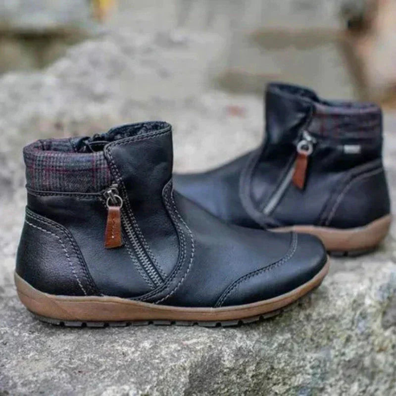 Women's orthopedic zipper ankle boots, supportive & comfortable footwear for all seasons.