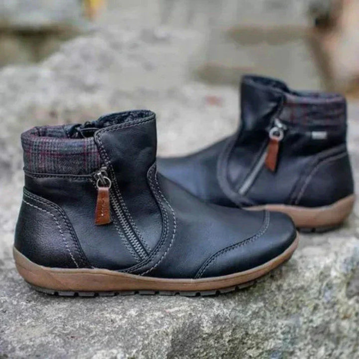 Women's orthopedic zipper ankle boots, supportive & comfortable footwear for all seasons.
