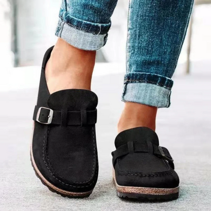 Women's orthopedic buckle sandals with adjustable straps for supportive all-day comfort.
