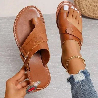 Women's orthopedic bunion correction leather sandals, offering arch support & pain relief.