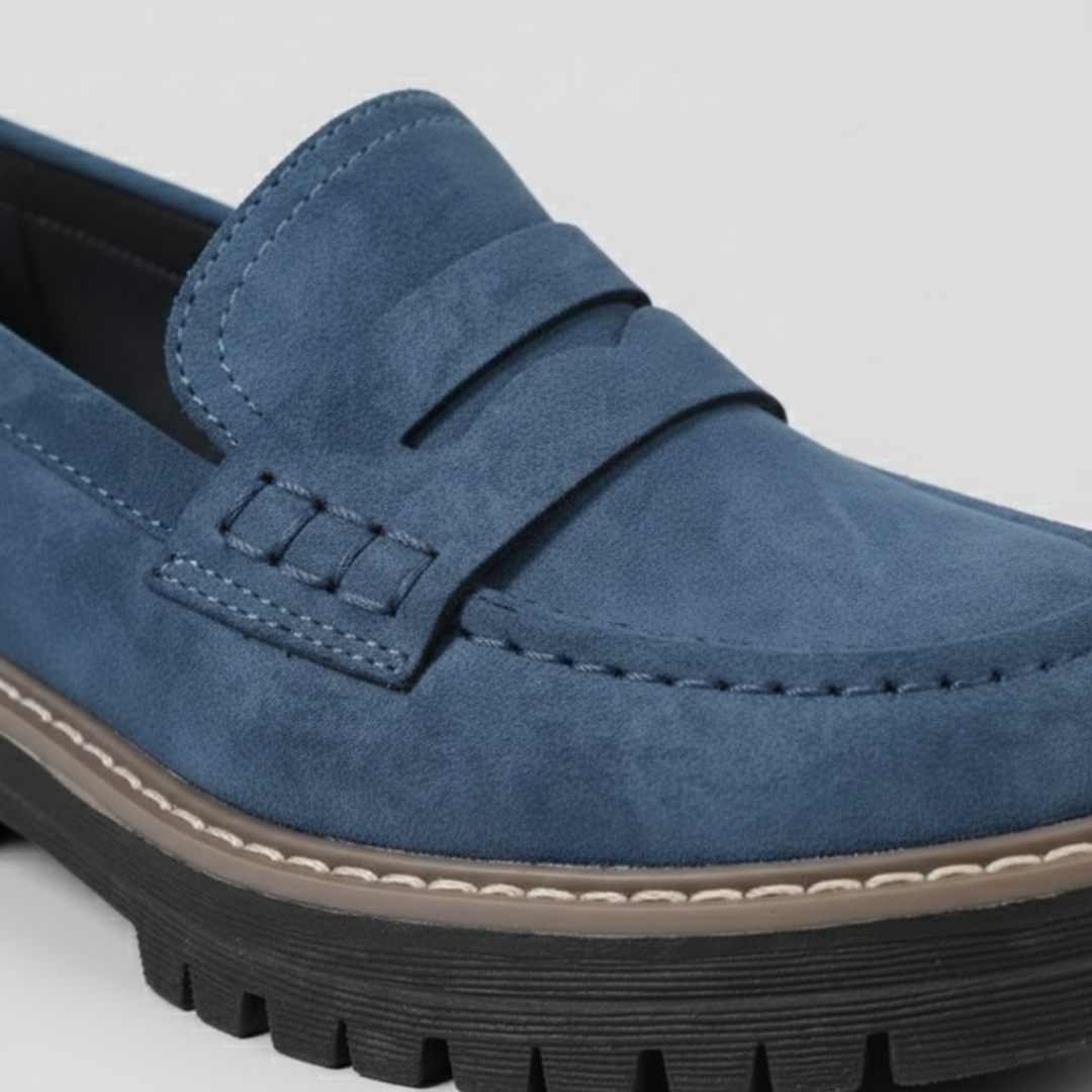Trendy women's platform loafers, slip-on style with chunky sole for casual fashion & comfort.