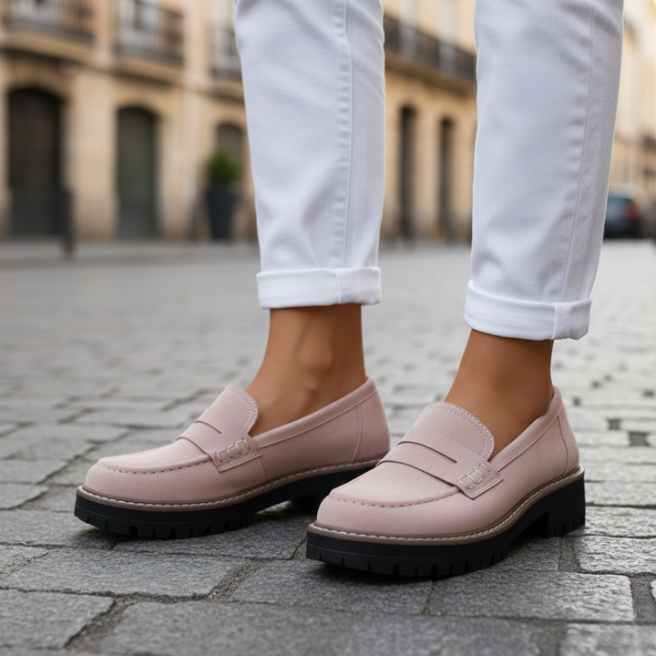 Supportive women's loafers with chunky platform sole, ideal for daily comfort & style.