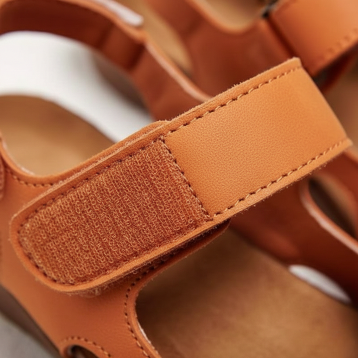 Stylish women's orthopedic closed-toe sandals; slingback design provides secure, casual summer comfort.