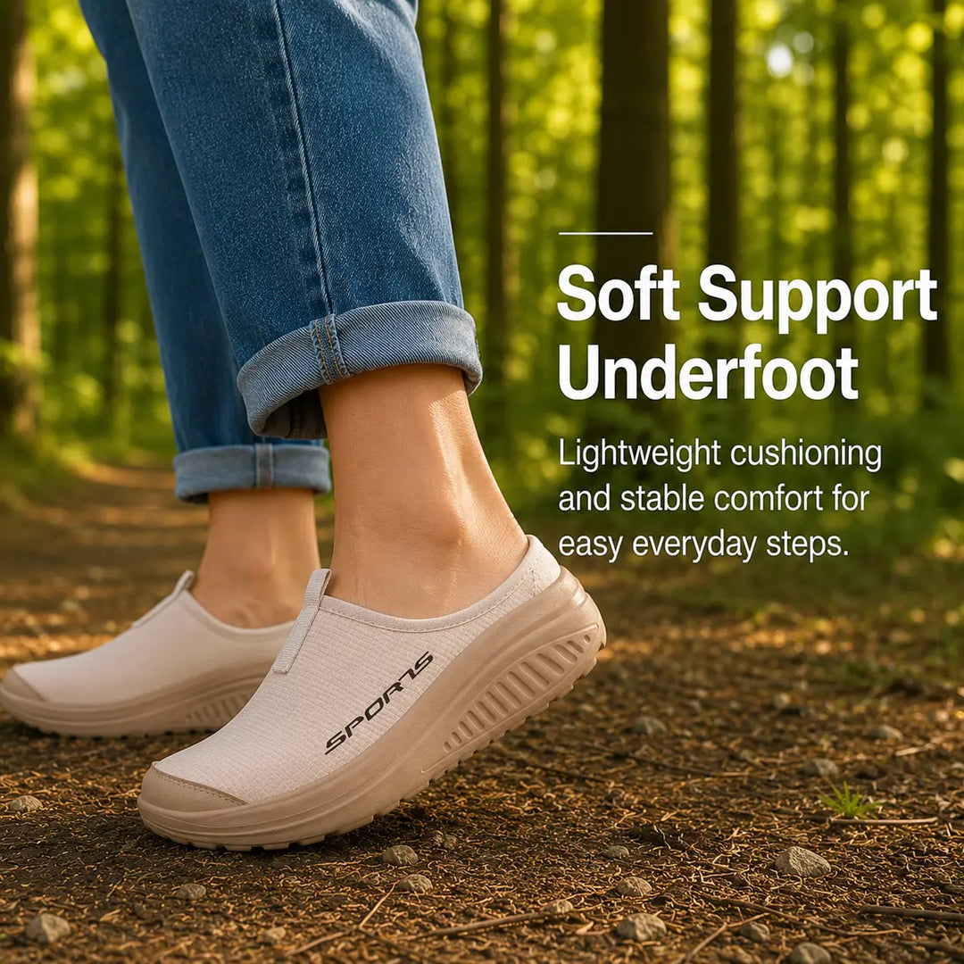 Soft women's closed toe slip-on slippers with orthopedic design, ensuring breathable and supportive comfort.