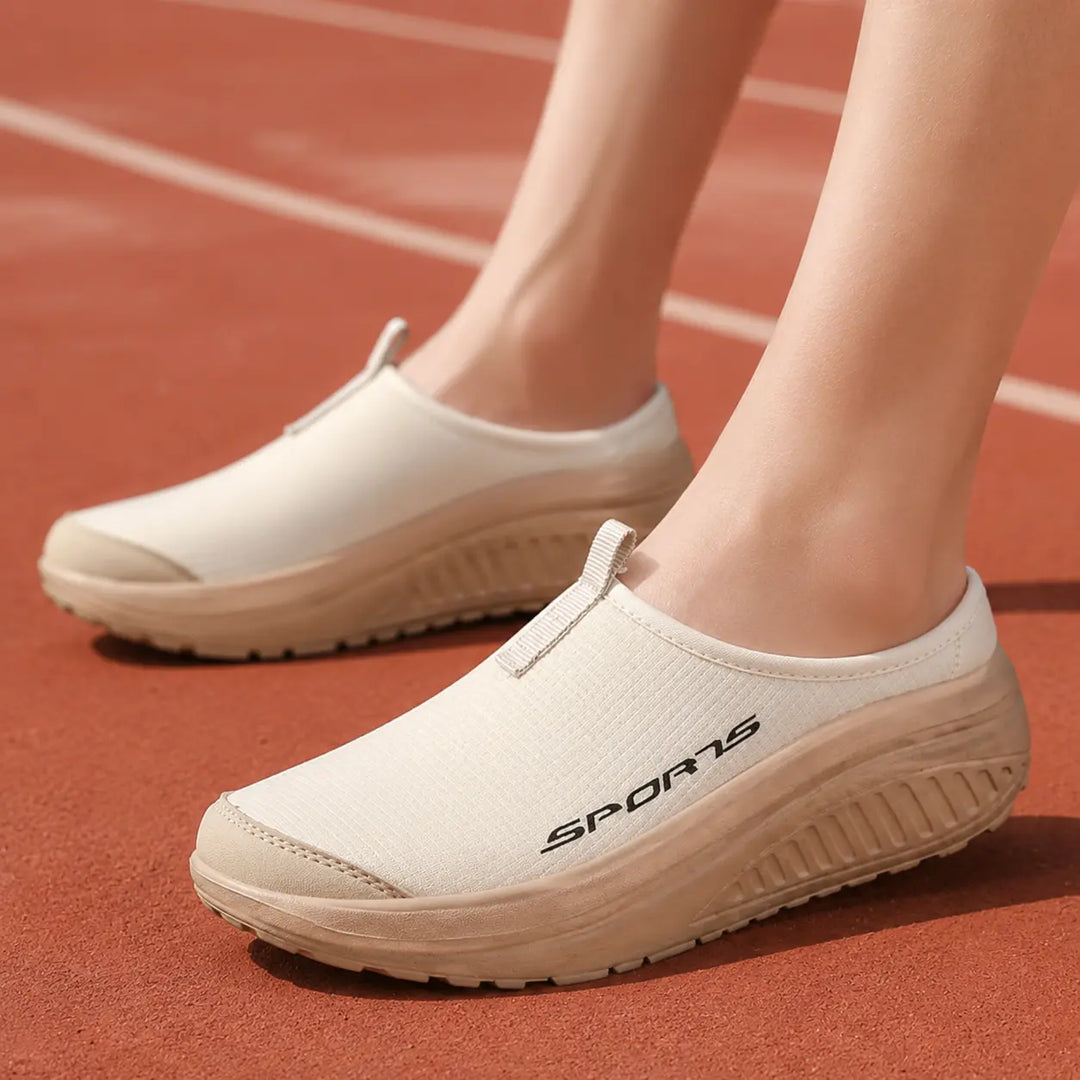 Gray women's orthopedic closed toe slip-on slippers, ideal comfortable house shoes with arch support.