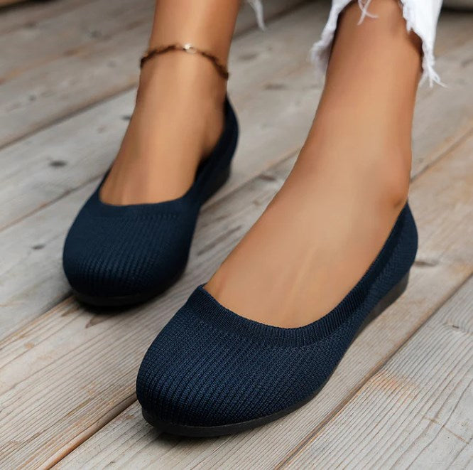 Easy slip-on women's ballet flats, orthopedic comfort and breathable for daily walking & support.