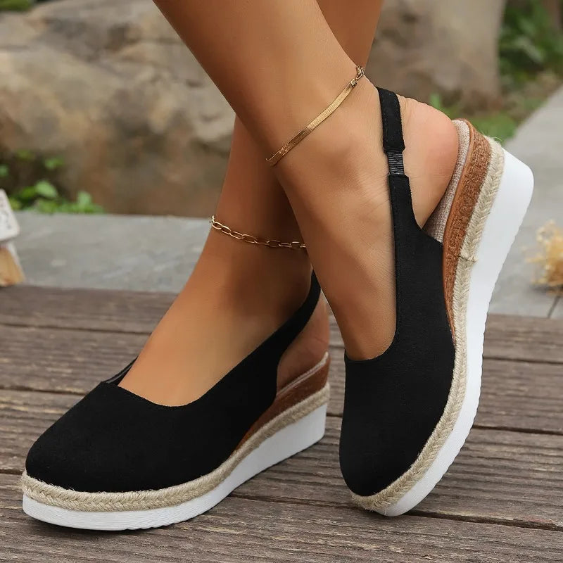 Comfortable women's slip-on sandals, orthopedic design with cushioned footbed for arch support & casual wear.