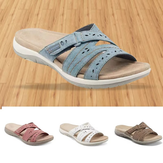 Women's orthopedic comfy summer sandals with adjustable hook-and-loop strap, offering foot support & casual style.