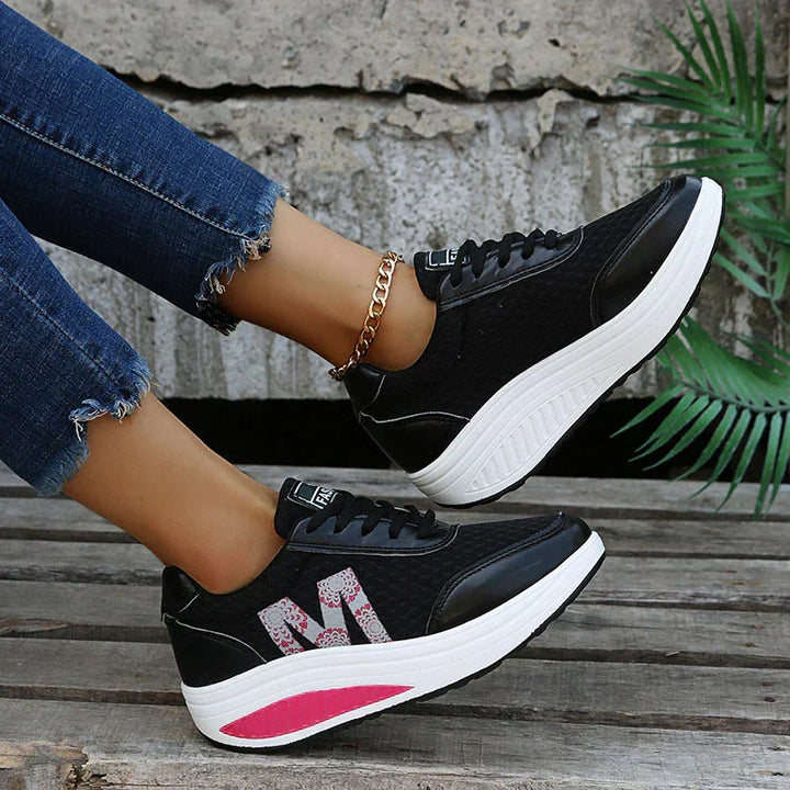 Pain-relieving women's walking shoes. Breathable orthopedic sneakers with corrective arch support.