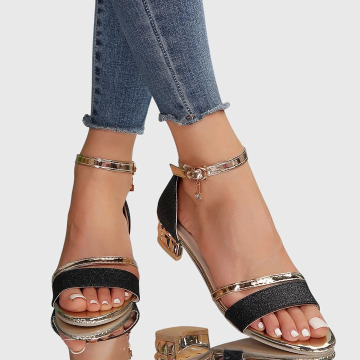 Women's orthopedic heeled sandals with adjustable straps, ergonomic design for all-day comfort & pain relief.