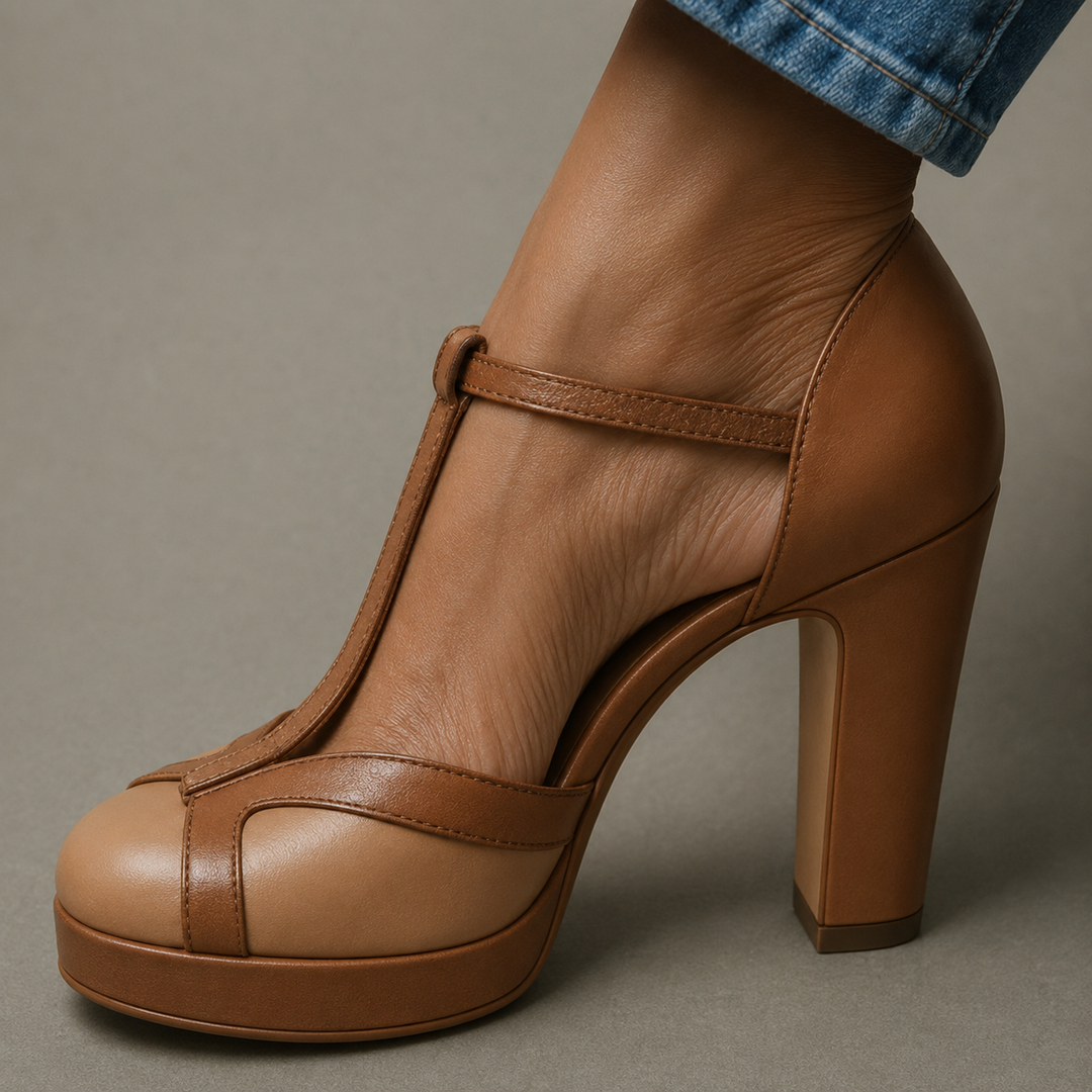 Comfortable women's open-toe heeled sandals with arch support. Perfect for summer events & everyday pain relief.