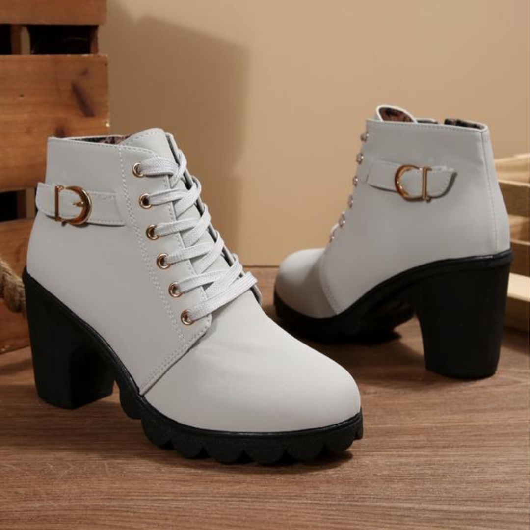 Comfortable women's orthopedic ankle boots, lace-up style, block heel. Great for everyday casual or winter wear.