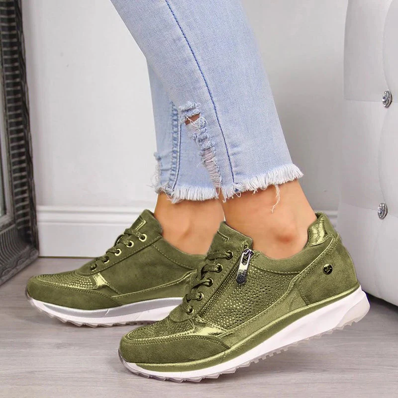 Fashionable women's orthopedic shoes. Stylish leisure footwear with arch support for comfortable walking.
