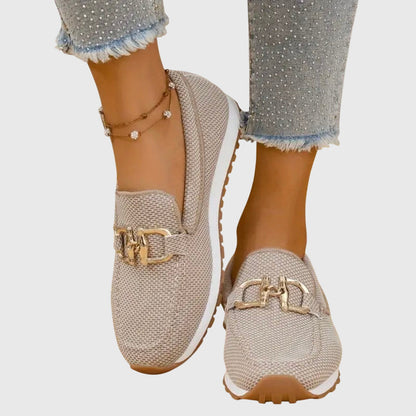 Stylish women's orthopedic fashion sneakers. Supportive slip-on loafers for comfortable everyday wear.