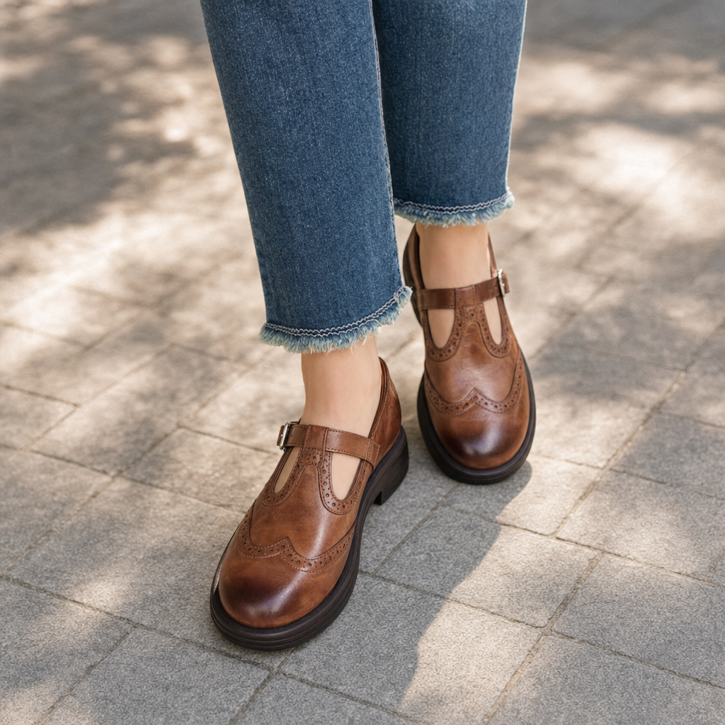 Stylish women's Mary Jane comfort shoes with orthopedic arch support, perfect for walking and daily use.