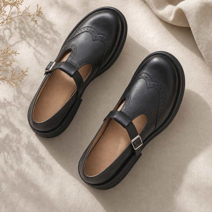Comfortable women's orthopedic Mary Jane shoes with adjustable strap and superior arch support for walking.