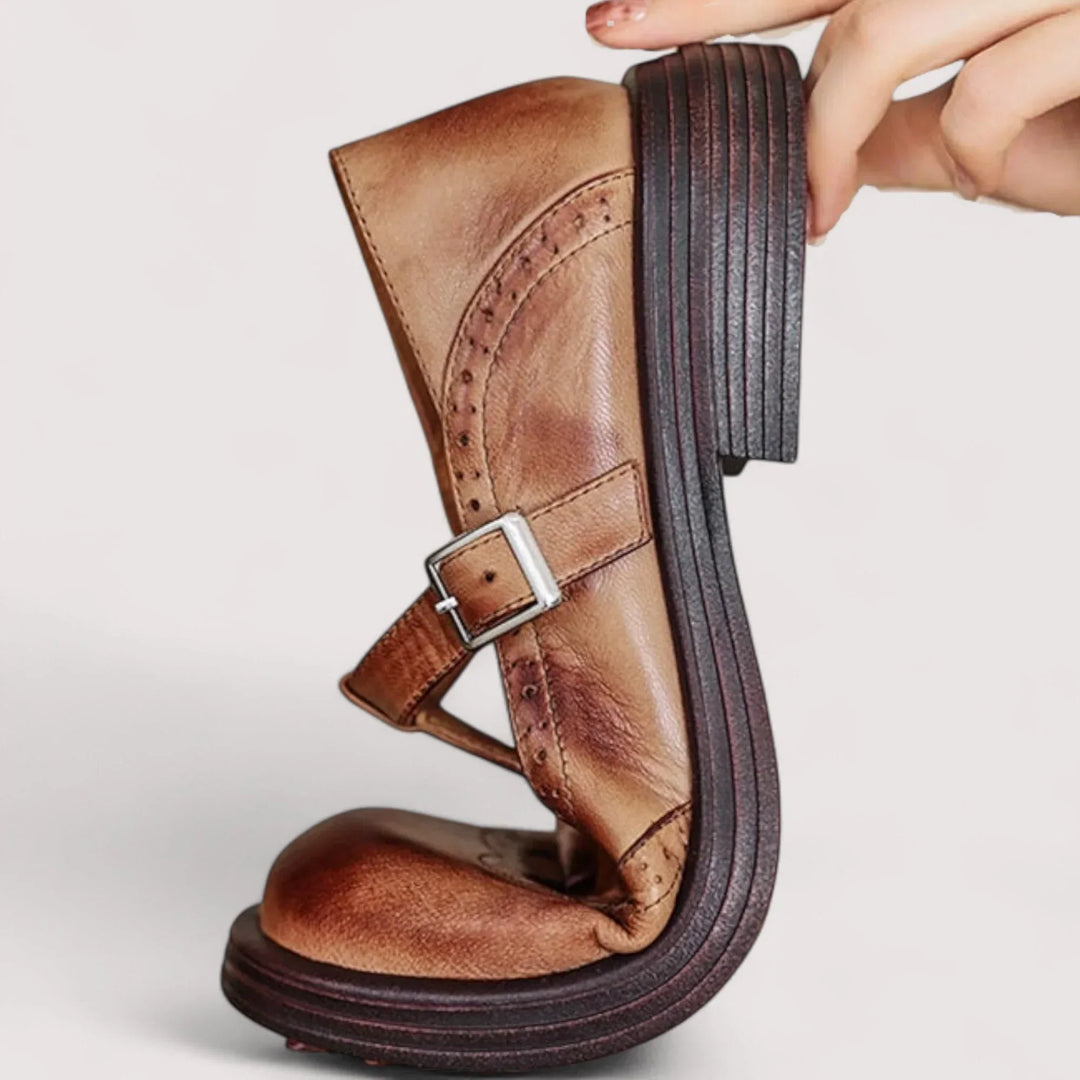 Elegant women's Mary Jane strap shoes providing therapeutic comfort and essential arch support.