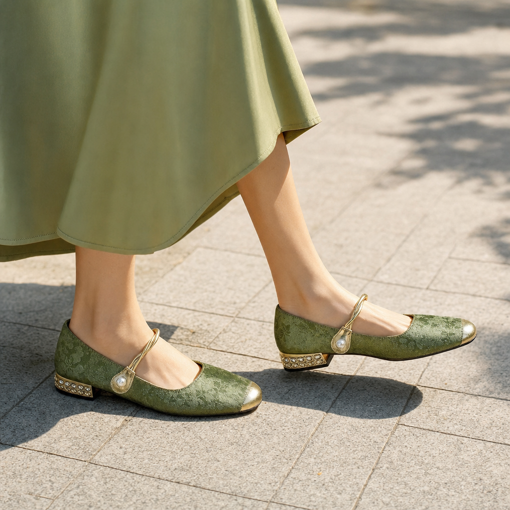 Comfortable women's orthopedic Mary Jane shoes, low block heel, perfect for everyday wear.