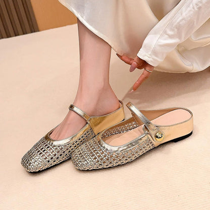Comfortable slip-on women's mule flats, orthopedic design for arch support & everyday wear.