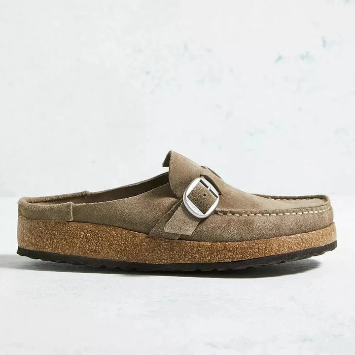 Comfortable women's backless slip-on mules, ideal for casual wear with orthopedic support.