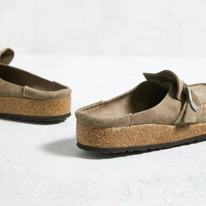 Cushioned backless mules for women, offering orthopedic comfort & stylish casual footwear.