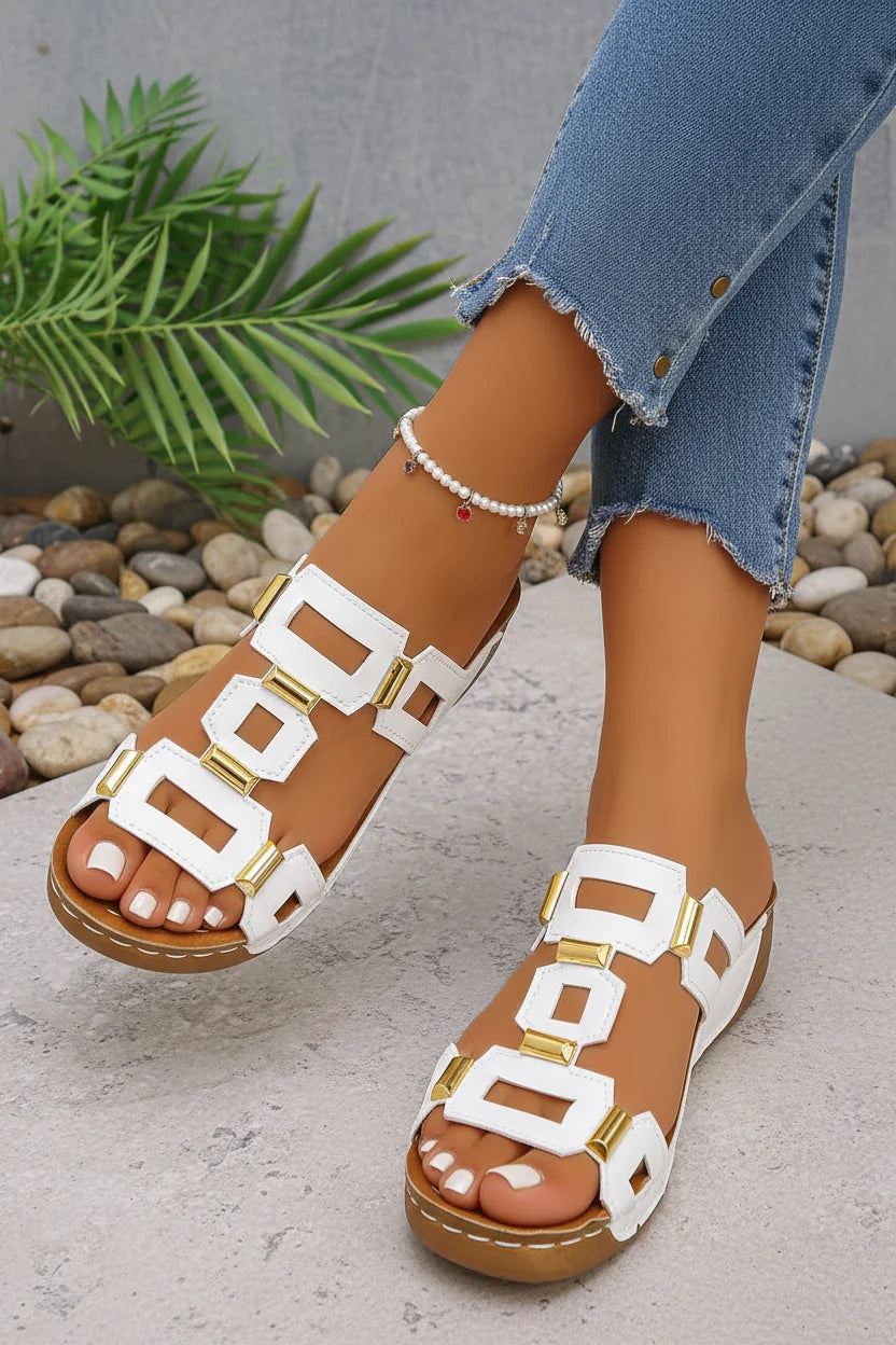 Women's comfort orthopedic sandals, ideal Roman wedge slides for casual outings, summer, and vacation.
