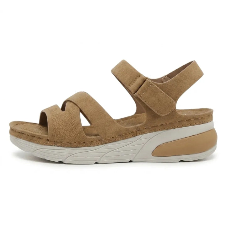 Blue women's orthopedic sandals, featuring adjustable straps & excellent arch support for comfort.