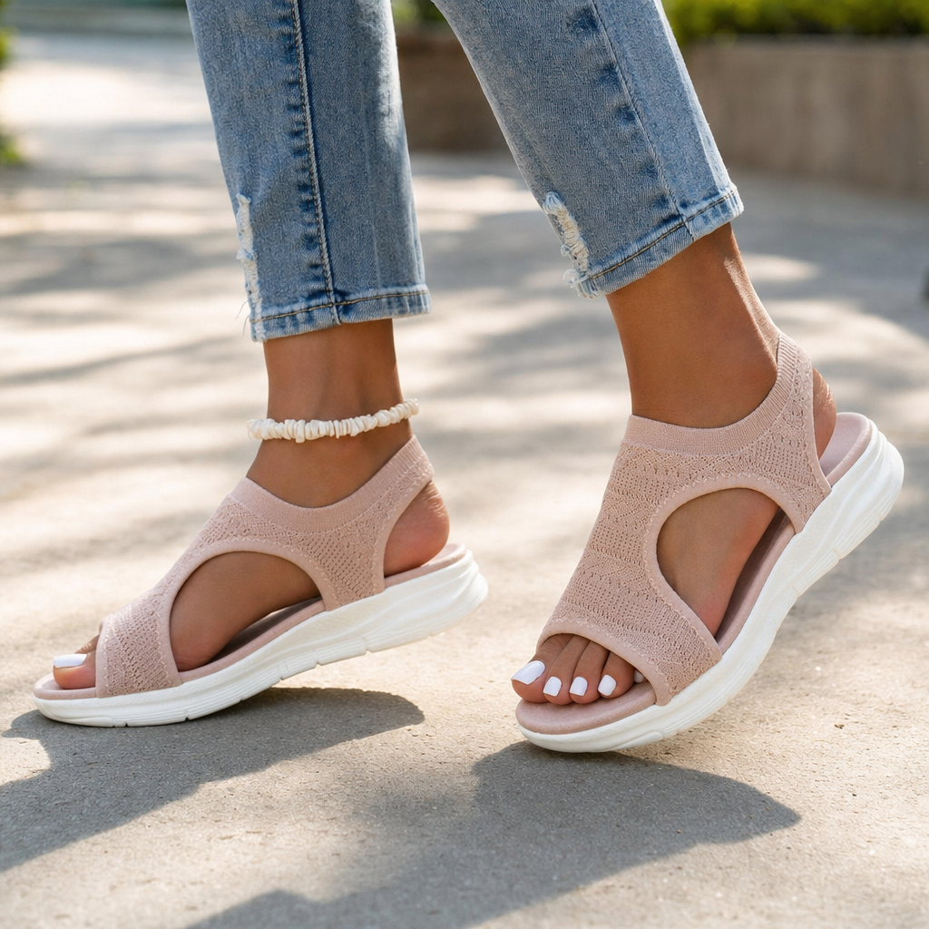 Comfortable women's walking sandals featuring orthopedic arch support and non-slip design.
