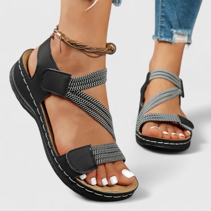 Stylish women's summer sandals with orthopedic three-arch support for pain relief & comfort.