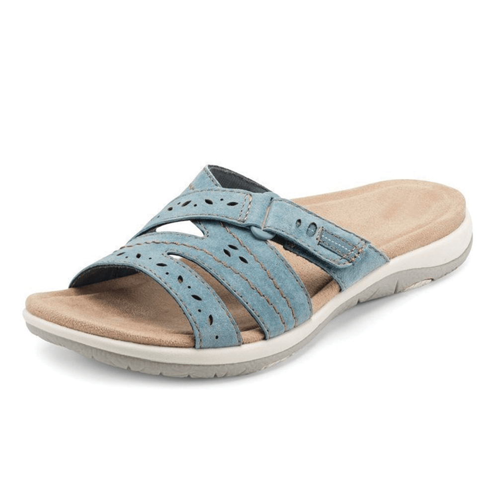 Casual women's slip-on comfort sandals with wide toe box & arch support, perfect for summer walking.
