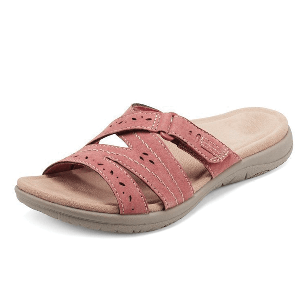 Supportive women's comfort sandals featuring a wide toe box & arch support for all-day foot pain relief.