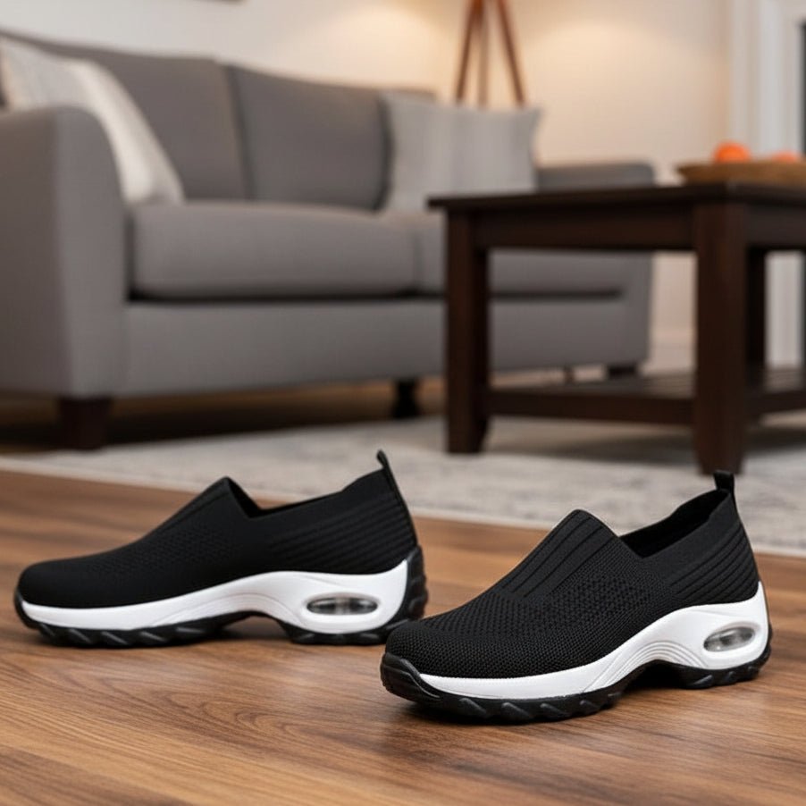 Women's orthopedic slip-on shoes provide everyday comfort, arch & heel support for pain relief.
