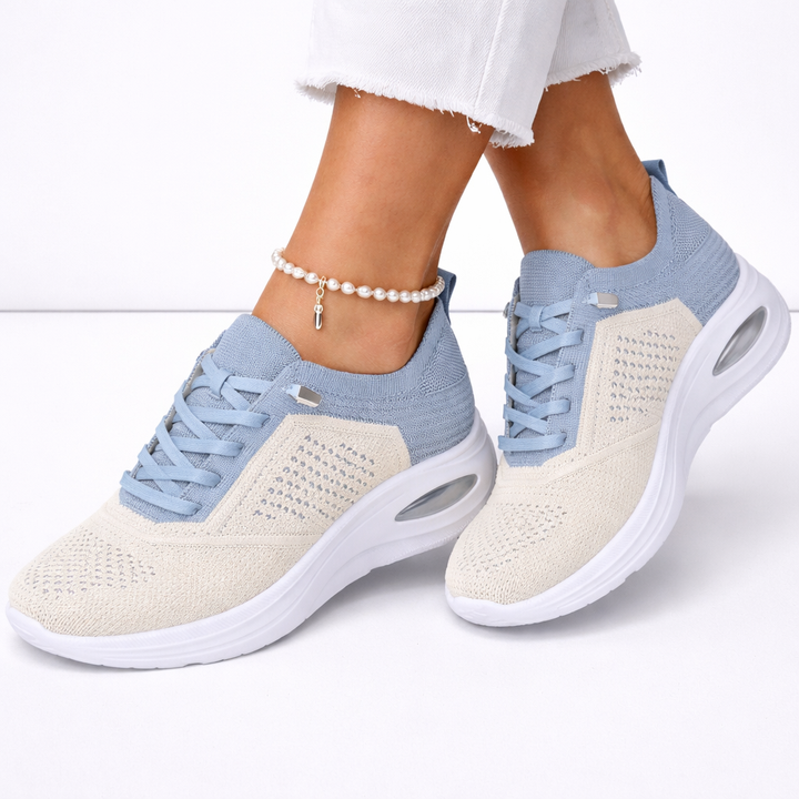 Stylish women's slip-on orthopedic sneakers, designed for easy wear & breathable comfort on casual days.