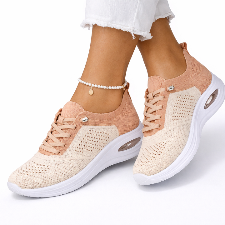 Comfortable women's slip-on sneakers, featuring an orthopedic design, breathable material & sturdy foot support.