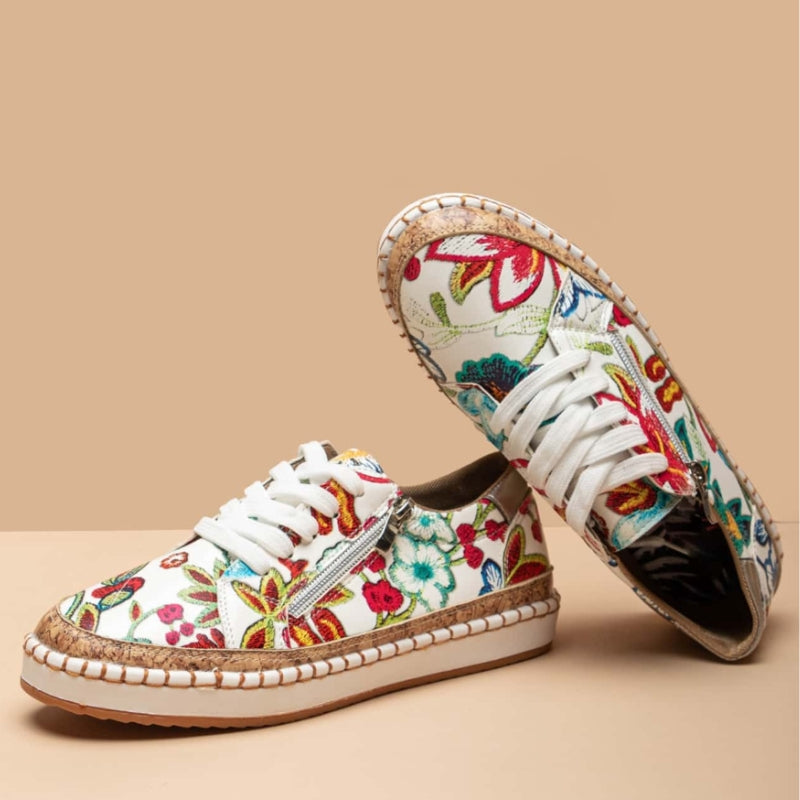 Orthopedic women's sneakers offering ultimate comfort, arch support & easy side zip for daily walking.