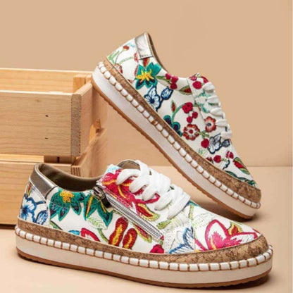 Fashionable women's orthopedic sneakers with easy side zip for comfort, arch support & casual daily wear.