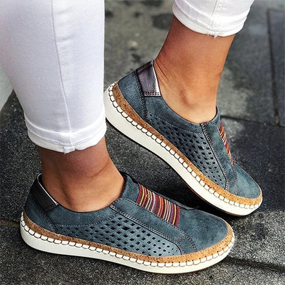 Comfortable women's walking sneakers for bunion pain relief, arch support, and flat feet.