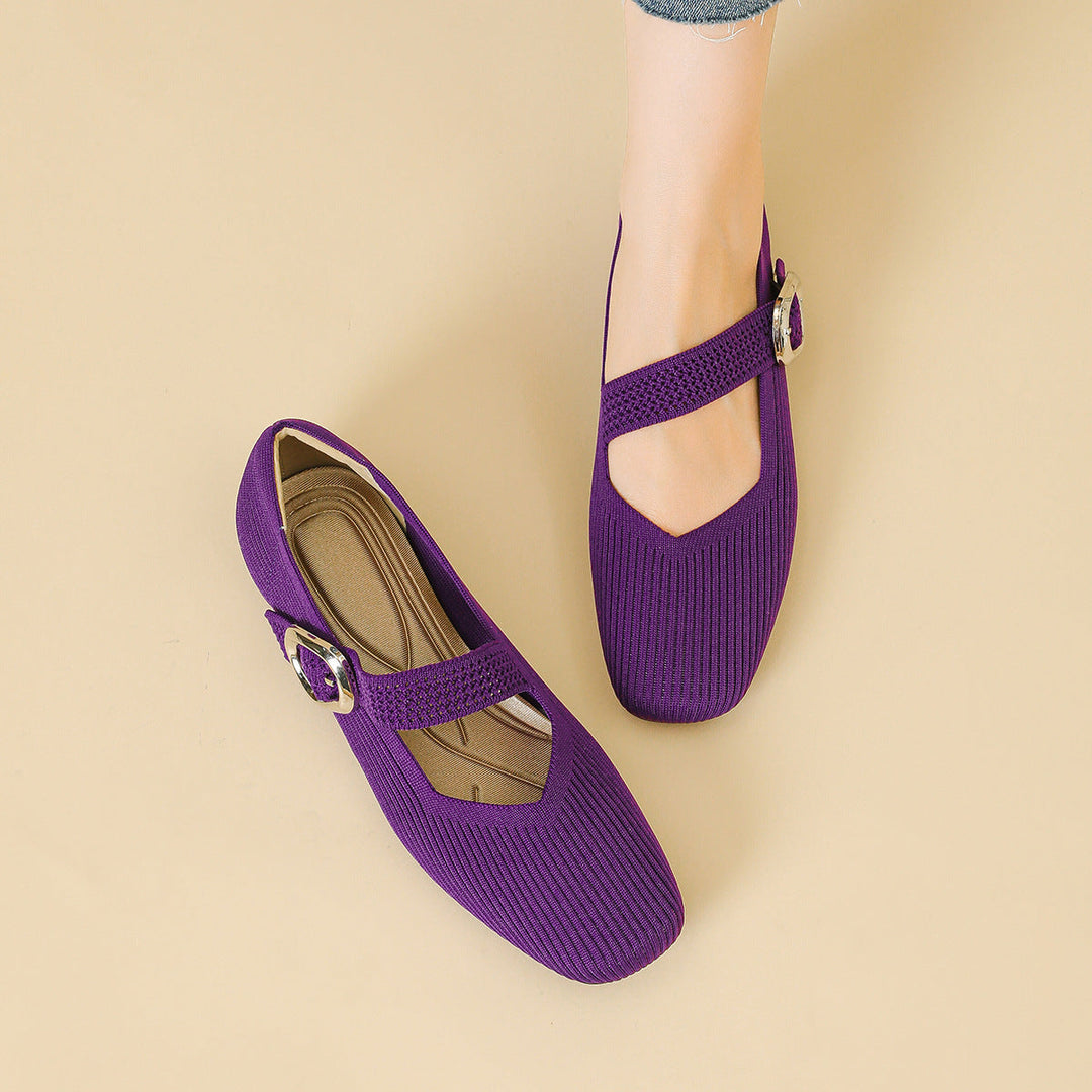 Ultra-comfortable women's square toe Mary Jane flats, perfect for all-day wear and foot support.