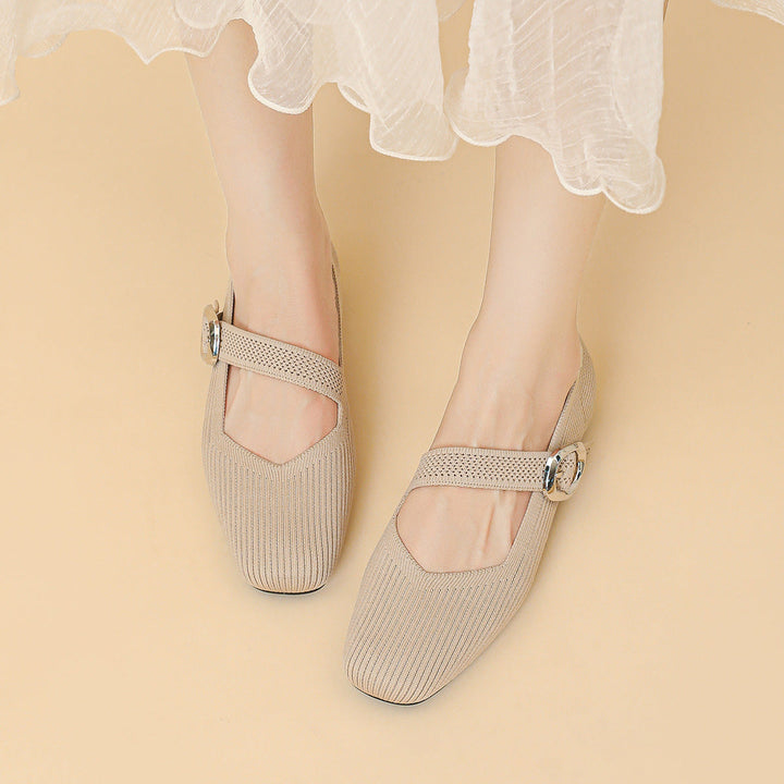 Casual women's square toe Mary Jane flats, ideal for daily wear with orthopedic support.